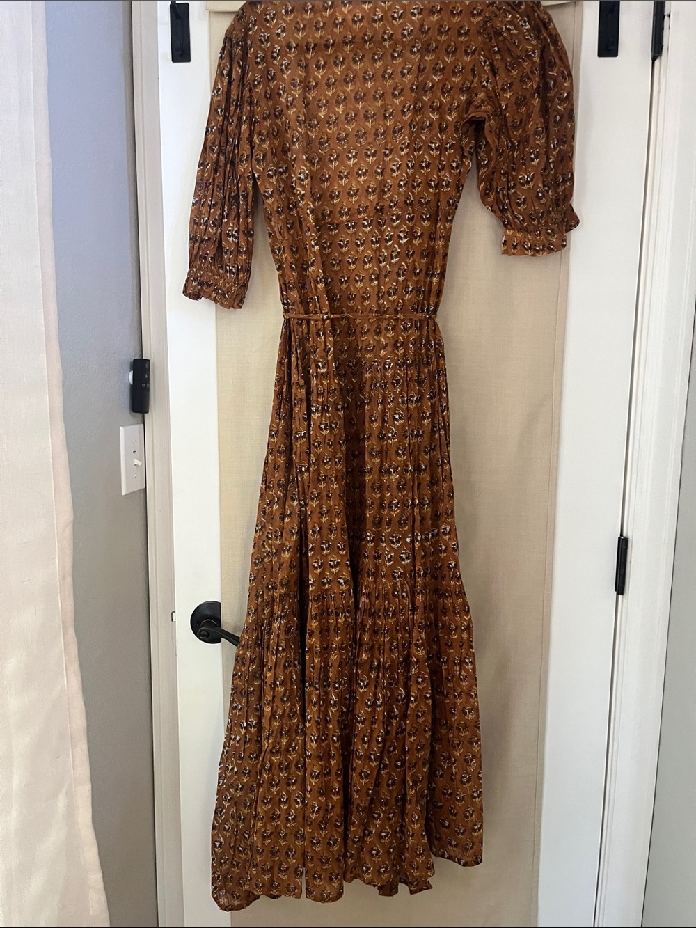 Boho Brown Floral Wrap Maxi Dress - Picture 7 of 7